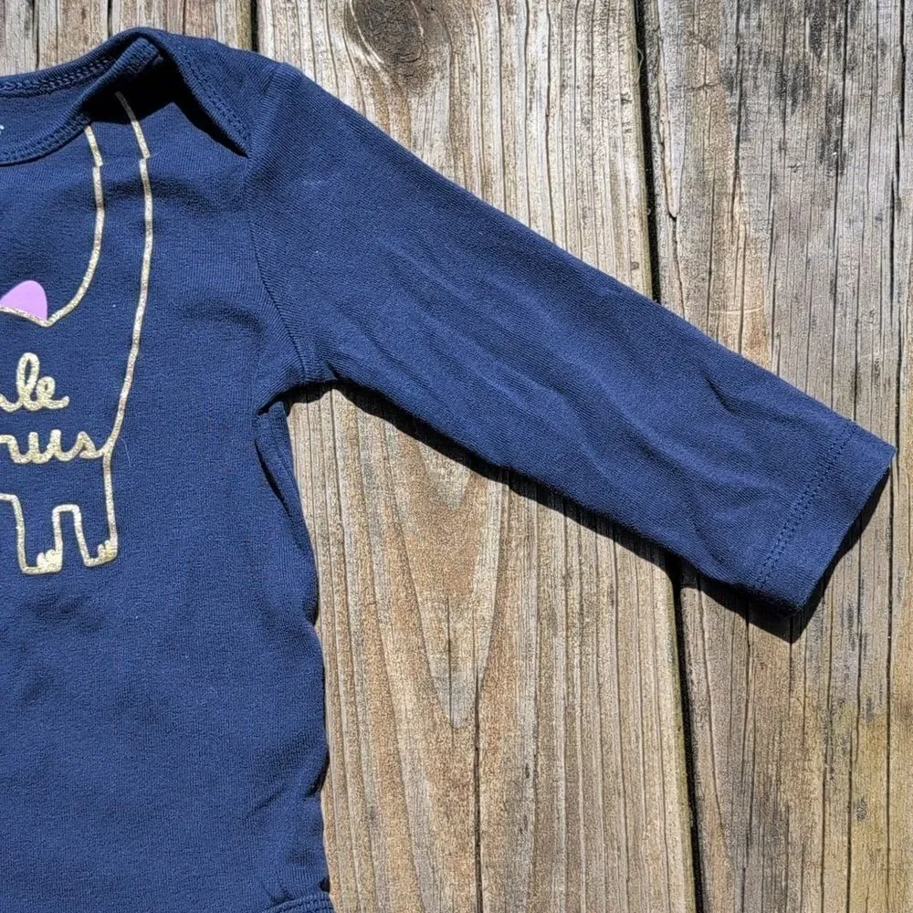 Carter's 18 Month Sparkle Saurus Long Sleeve Blue Onesie Bodysuit